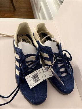 adidas handball spezial navy and white suede low-top sneakers
